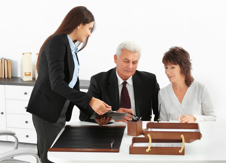 Attorney meeting with clients